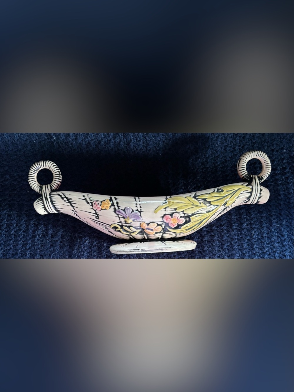 Hull Art Pottery Console Bowl Blossom Flight Pattern T-10